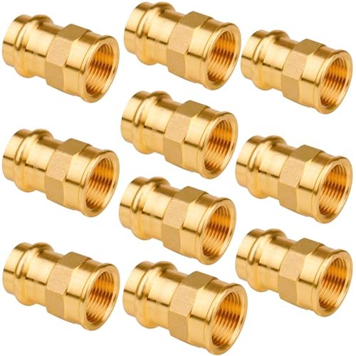 WHK 10 Pack 34 Press Pro press x 34 NPT Female Adapter Fittings Pressure Cooper Conenct to Female NPT PipeLeadFree brass - Image 1