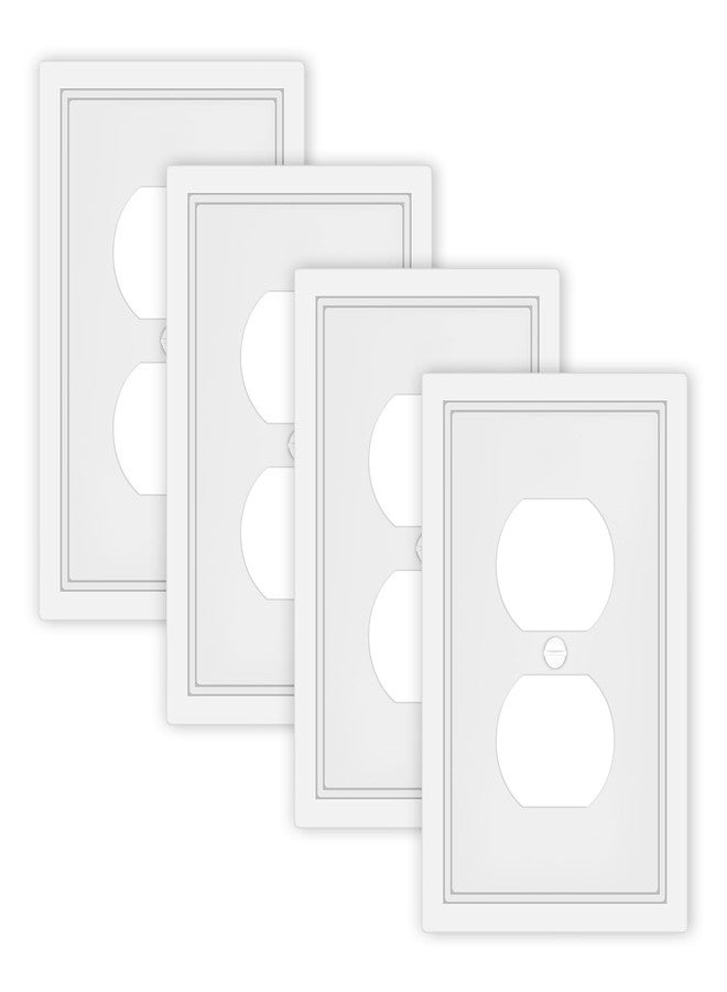 Dyekou Outlet Covers Wall Plate, White Classic Decorative Duplex Receptacle Cover Bamboo Fiber Electrical Swtich Plates and Outlet Covers(1-Gang Duplex Outlet,4 Pack) - Image 1