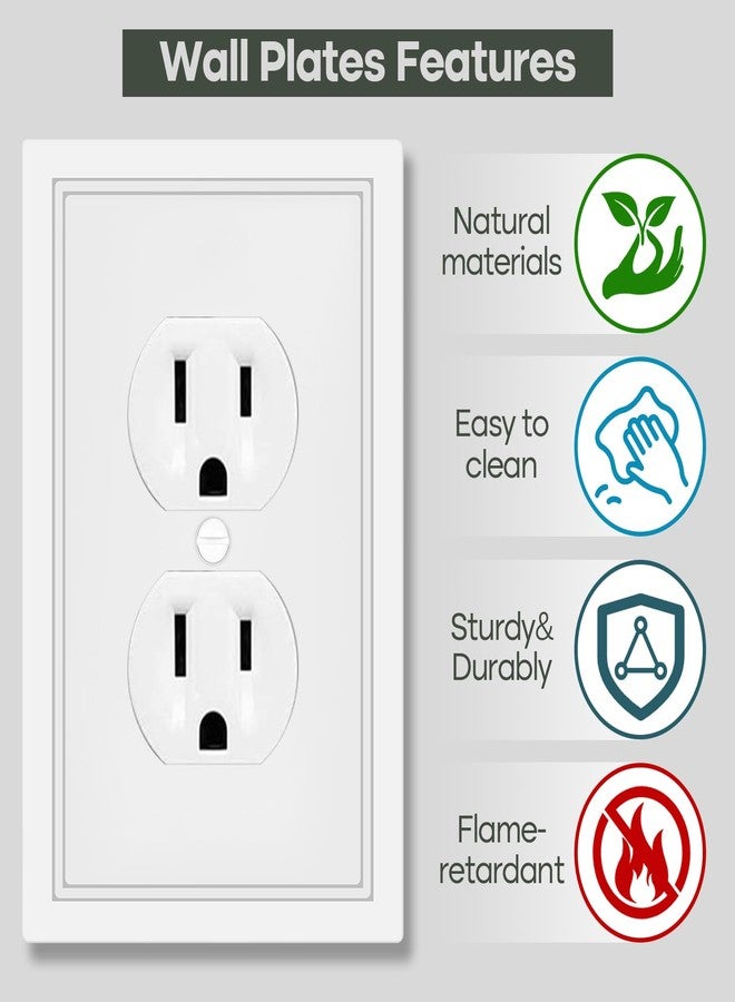 Dyekou Outlet Covers Wall Plate, White Classic Decorative Duplex Receptacle Cover Bamboo Fiber Electrical Swtich Plates and Outlet Covers(1-Gang Duplex Outlet,4 Pack) - Image 5