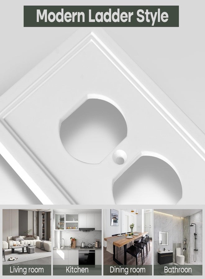 Dyekou Outlet Covers Wall Plate, White Classic Decorative Duplex Receptacle Cover Bamboo Fiber Electrical Swtich Plates and Outlet Covers(1-Gang Duplex Outlet,4 Pack) - Image 3