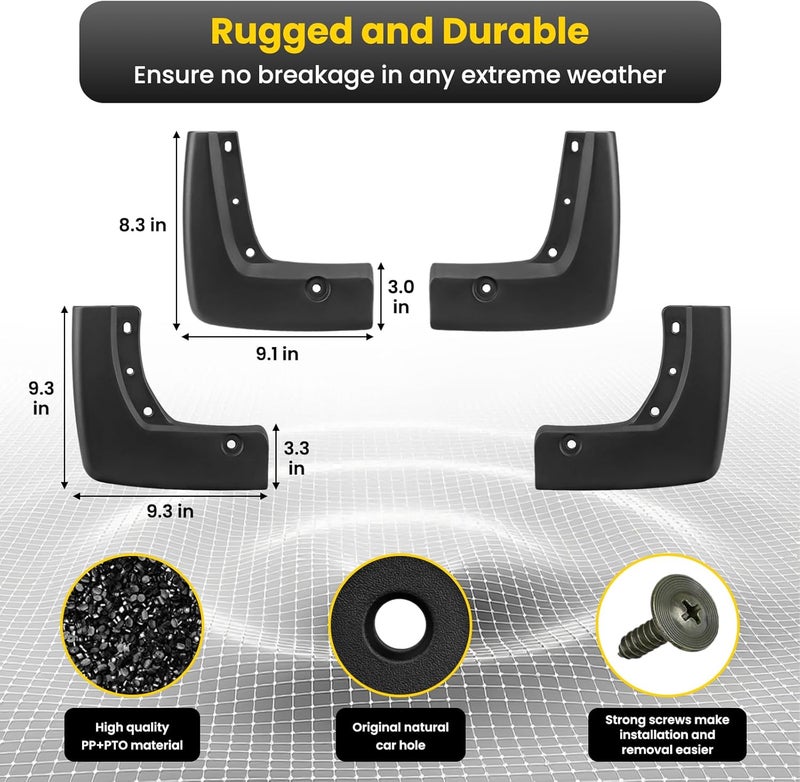 TECHPICCO Mud Flaps Compatible with Honda Pilot 2023-2025, Mud Guards 4pcs Fender Guards Compatible with Honda Pilot Accessories 2023 2024 2025 No Drill Splash Guards - Image 3