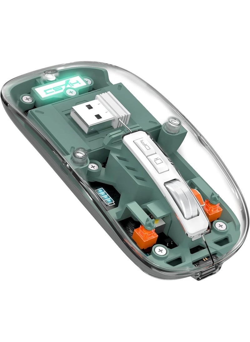 Transparent mouse, Bluetooth 5.2 and 2.4GHz, rechargeable Type-C, RGB wireless mouse, wireless optical gaming mouse, large 400mAh battery, rechargeable wireless mouse - Image 1