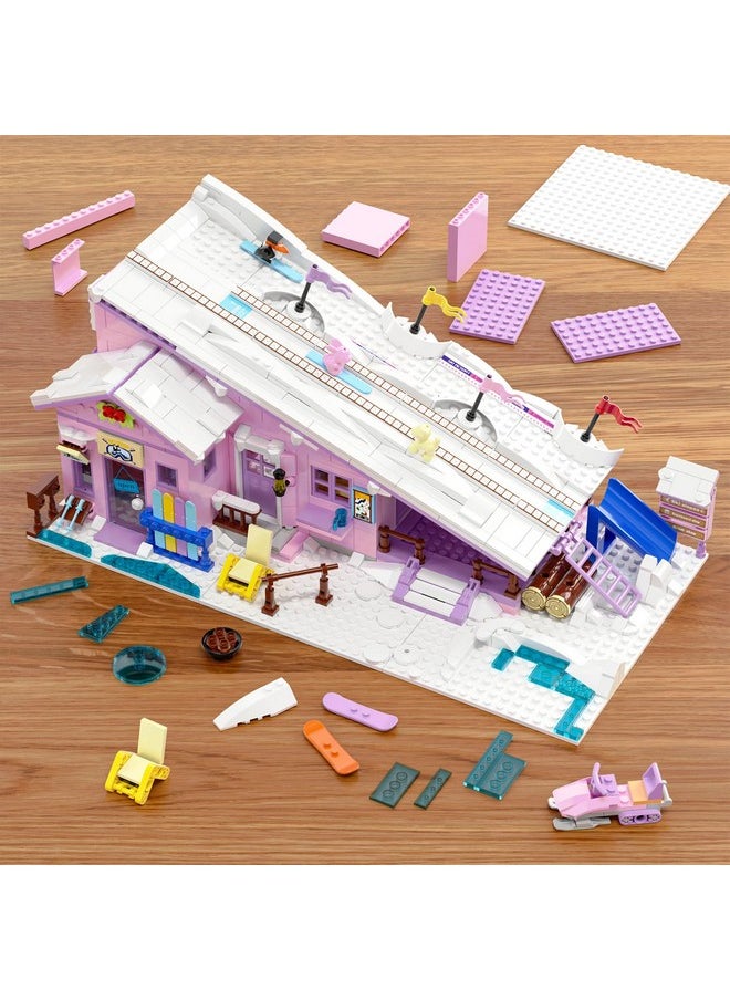 HSANHE Pink Girls Ski Resort Winter Village House Building Set Compatible with Lego Friends Snow Cabin Collection, Construction Educational Toy for Kids Age 8-12 and Up 1042 PCS  - Image 4
