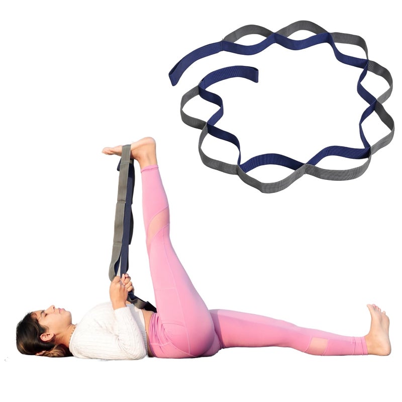 WISELIFE 11 Loop Yoga Belt for Men & Women | Multi Functional Non Slip, Lightweight Loop Stretchable Belt for Yoga, Pilates, Gymnastics, Dance & Flexibility, Home Fitness & Therapy | Yoga Props - Image 1