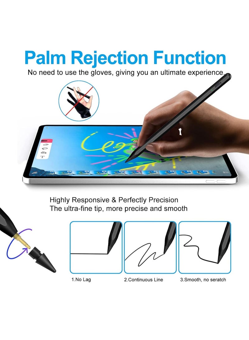 General Stylus Pen for iPad 2018-2024 with Palm Rejection, Apple Pencil for Apple iPad 10th/9th/8th/7th/6th Gen, iPad Pro 11/12.9 inch, New iPad Air 2024 11&13-inch(M2) /5th/4th/3th Gen, iPad Mini 6th/5th Gen  - Image 2