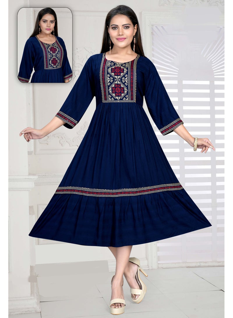 Zainah Jalabiya Embroidery Cotton Fabric Midi Dress  - Image 3