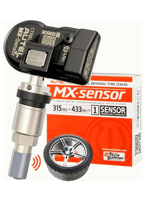 Autel Tpms Sensor Mx-Sensor 315Mhz 433Mhz Metal Valve Programmable Universal Specially Built for OEM Sensors Replacement, Work with Autel Tpms Tool Ts408S TS501 Pro Ts508 Wifi Mk808S-Ts 1pc