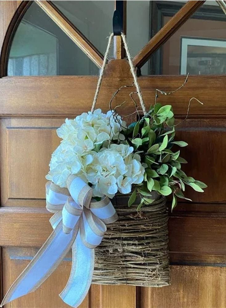 Pink Berry Wildflower Door Hanger Basket Wreath Seasonal Welcome Sign Front Door Decoration Spring Hanging Ornament (Carton including) - Image 4