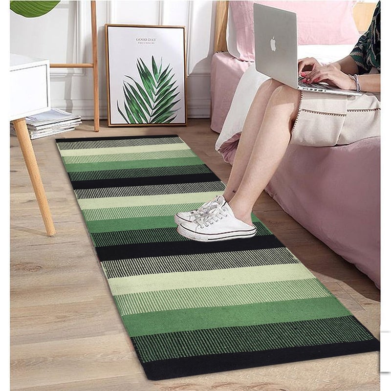 STONEMUNK ® Runner for Living Room | 22x60 Inch | Indoor Floor Rugs for Bedroom | Suitable for Home or Office | Runner for Kichen | Machine Washable Carpet | Cotton Runner - (Green - S(New) L) - Image 1