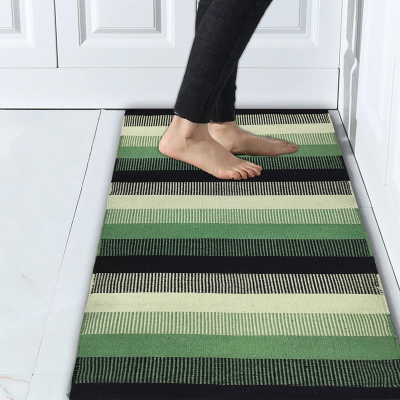 STONEMUNK ® Runner for Living Room | 22x60 Inch | Indoor Floor Rugs for Bedroom | Suitable for Home or Office | Runner for Kichen | Machine Washable Carpet | Cotton Runner - (Green - S(New) L) - Image 2