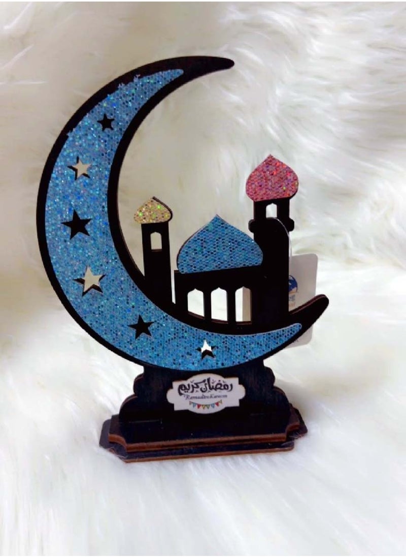 سي او أرماء - زينة رمضان ديكورات مصنوعة يدوياً من الخشب بتصميم هلال رمضان - Image 1
