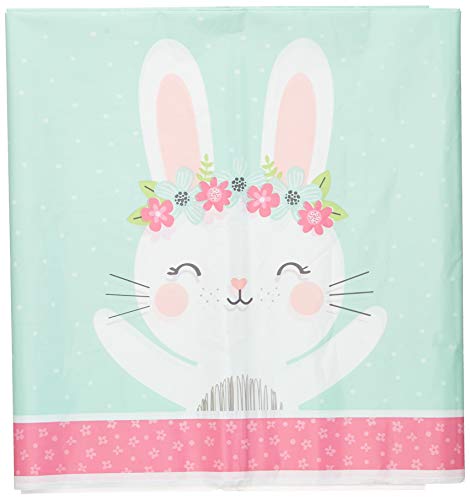 Creative Converting Party Supplies Bunny Party Plastic Tablecloth Tablecover Multicolor 102in X 54In - Image 1