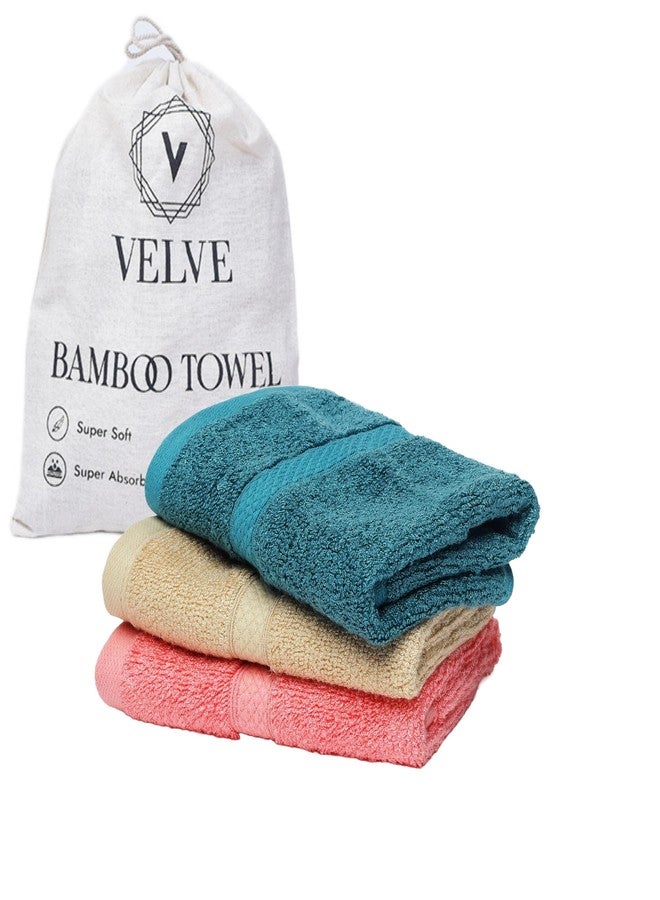 Velve 100% Bamboo Face Towel | Ultra Soft, Absorbent & Quick Dry Towels for Facewash, Gym, Travel, Sports | Suitable for Sensitive Skin | Pocket Size & Easy to Carry | Set of 3-Teal, Pink, Beige - Image 1