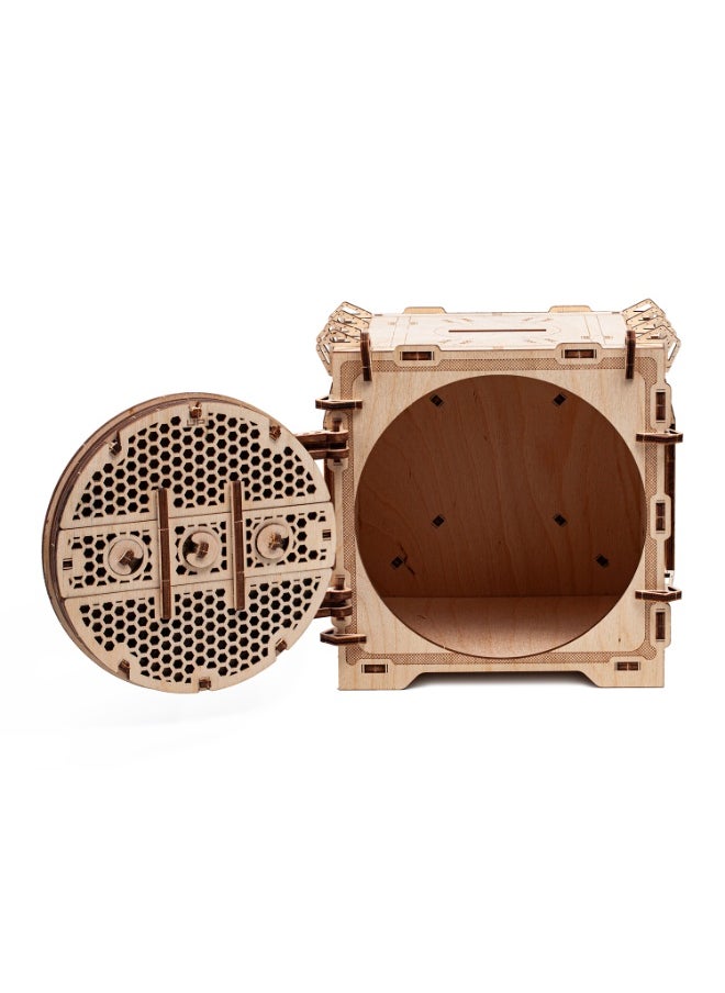 DROVO - Wooden 3D Puzzle Safe with Mechanical Code Lock – DIY Geared Piggy Bank Model Kit for Kids & Adults | Secret Gift Box Puzzle from Laser-Cut Wood - Image 1