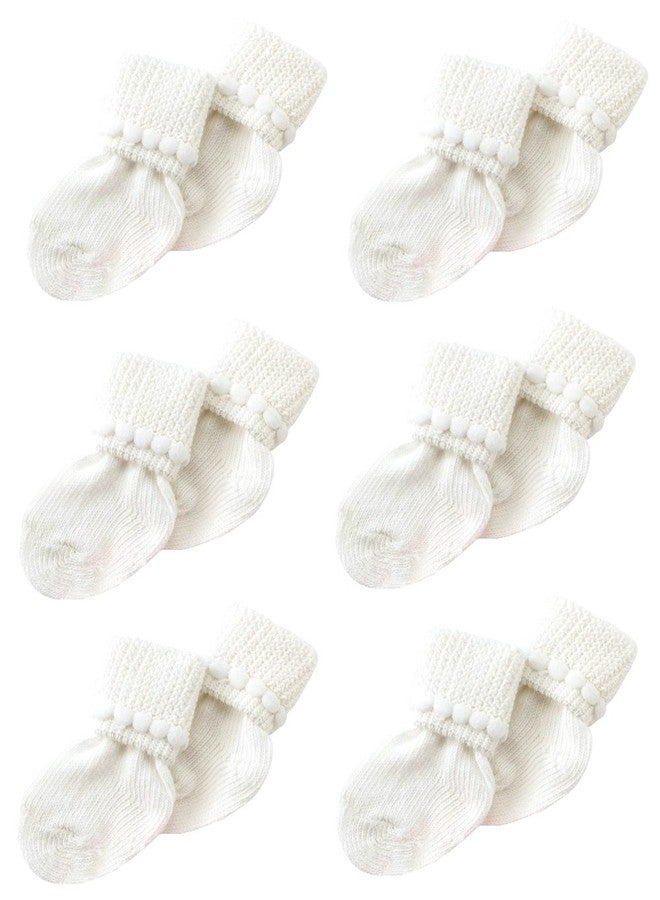 Nurses Choice 6 Pairs Stay-On Baby Socks, White Cotton Newborn Socks with Bubble Cuff Non-Slip Grip, Unisex Booties 0–3 Months, Hospital Trusted Essentials - Image 1