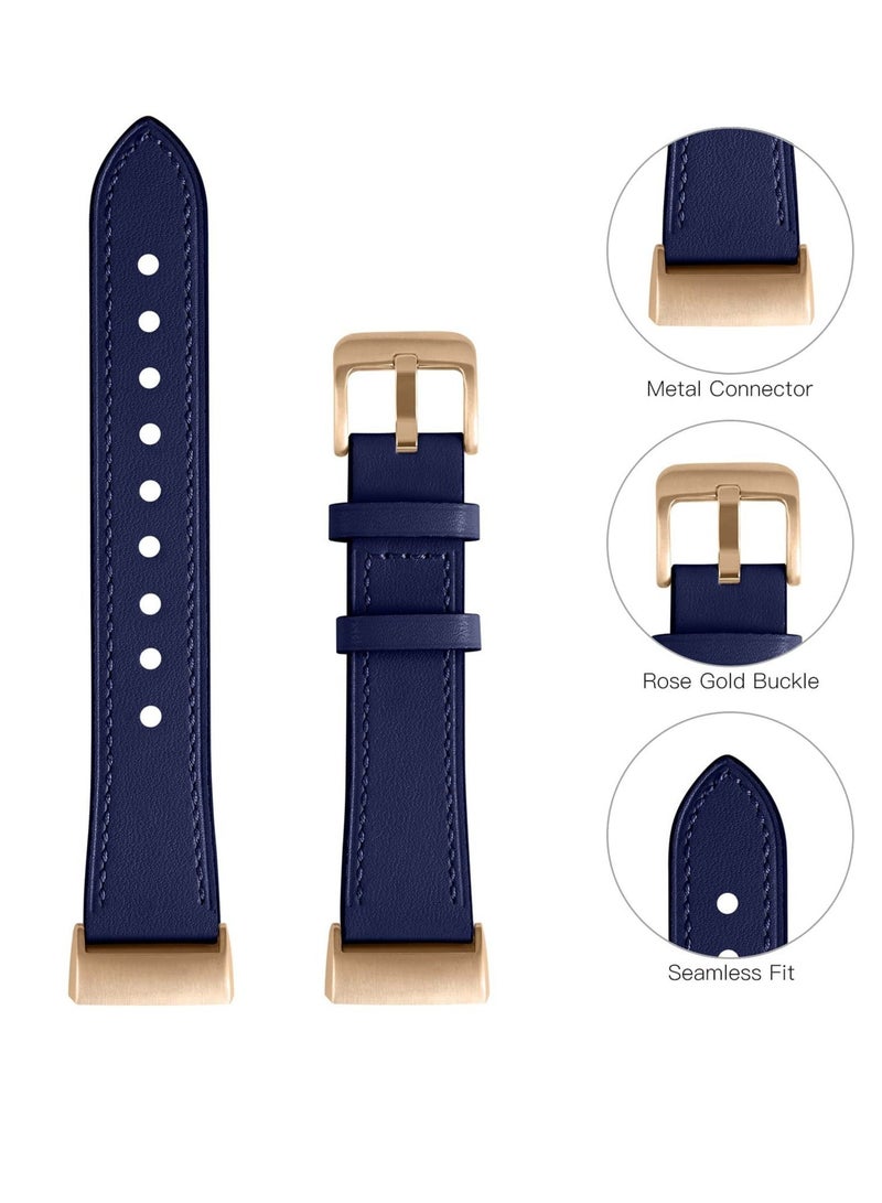 Captaintech Strap Compatible with Fitbit Charge 4 Strap/Fitbit Charge 3 Strap, Genuine Leather Strap Replacement Wristband for Charge 3/Charge 4 Tracker, Women Men - Image 2