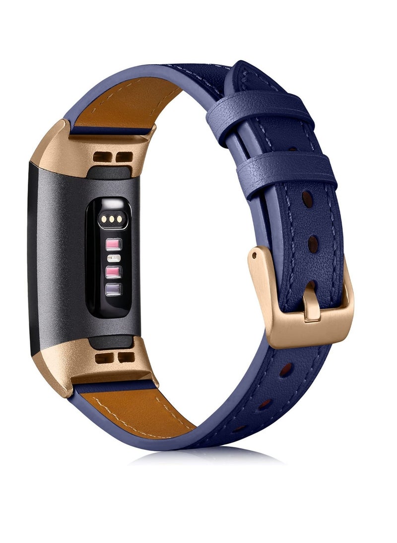 Captaintech Strap Compatible with Fitbit Charge 4 Strap/Fitbit Charge 3 Strap, Genuine Leather Strap Replacement Wristband for Charge 3/Charge 4 Tracker, Women Men - Image 3