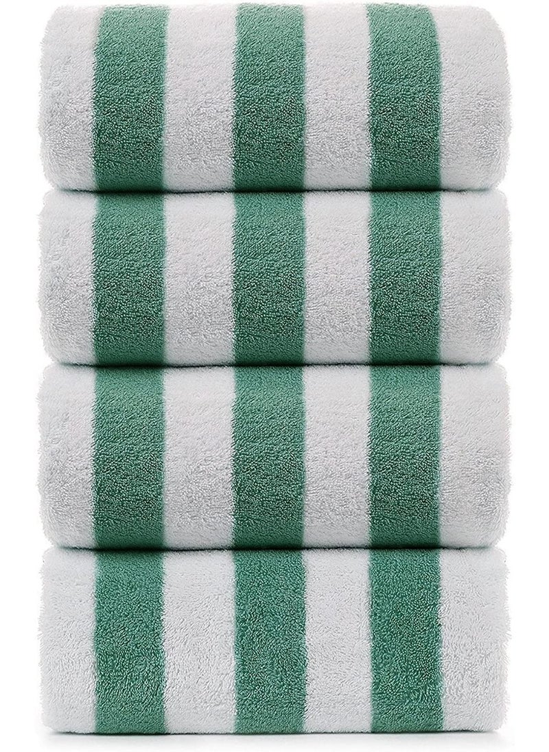 SIGNOOLA Beach Towel 100% Cotton, Dark Green Stripe, 70 x 180cm  - Image 1