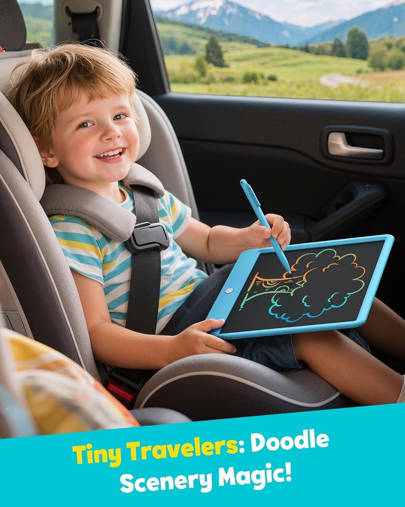 12 Inch LCD Writing Tablet for Kids, Coloring Drawing Pad, Mess Free Doodle Board, Airplane Travel Toys for Boys and Toddlers, Road Trip Essentials, Gifts for 3 4 5 6 7 8 Year Old Girls(Blue) - Image 3