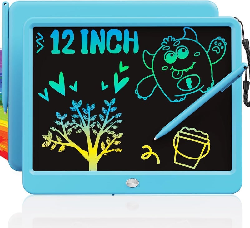 12 Inch LCD Writing Tablet for Kids, Coloring Drawing Pad, Mess Free Doodle Board, Airplane Travel Toys for Boys and Toddlers, Road Trip Essentials, Gifts for 3 4 5 6 7 8 Year Old Girls(Blue) - Image 1