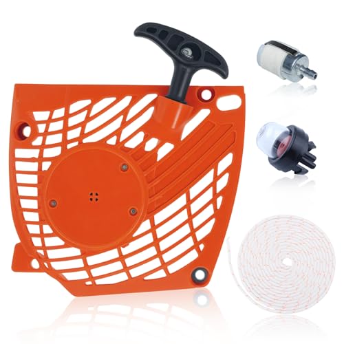 Hyceker CS370 CS400 Recoil Starter Assembly for Echo CS370F CS400 CS400F CS420ES Chainsaw Parts CS370 Starter Assy CS 400 Recoil Starter with 3ft Pull Cord Start Rope A051000982 A051000981 - Image 1