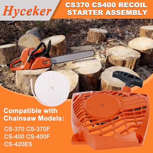 Hyceker CS370 CS400 Recoil Starter Assembly for Echo CS370F CS400 CS400F CS420ES Chainsaw Parts CS370 Starter Assy CS 400 Recoil Starter with 3ft Pull Cord Start Rope A051000982 A051000981 - Image 3