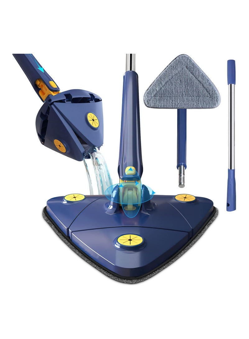 ممسحة ثلاثية قابلة للعصر ذات رأس مثلثي – ممسحة تنظيف أرضيات متعددة الاستخدام بقطعة قماش مايكروفايبر قابلة للغسل، دوران 360 درجة** - Image 1