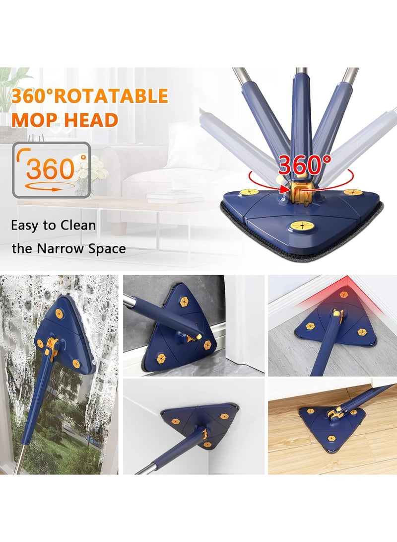 ممسحة ثلاثية قابلة للعصر ذات رأس مثلثي – ممسحة تنظيف أرضيات متعددة الاستخدام بقطعة قماش مايكروفايبر قابلة للغسل، دوران 360 درجة** - Image 2