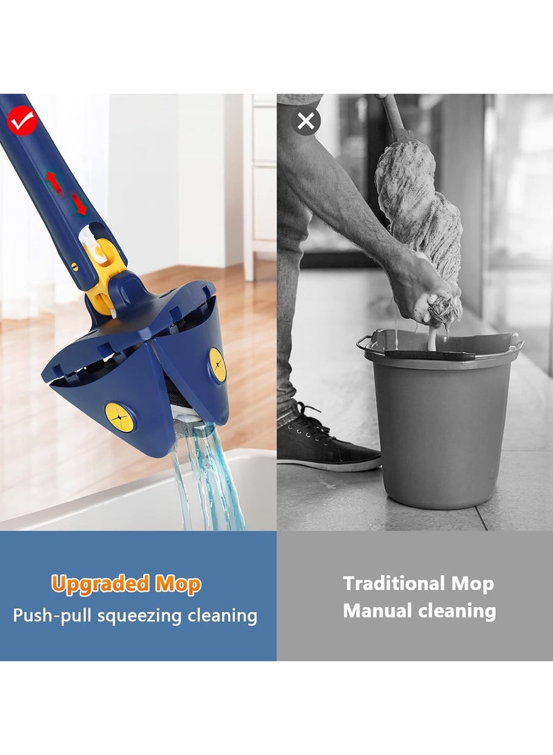 ممسحة ثلاثية قابلة للعصر ذات رأس مثلثي – ممسحة تنظيف أرضيات متعددة الاستخدام بقطعة قماش مايكروفايبر قابلة للغسل، دوران 360 درجة** - Image 4