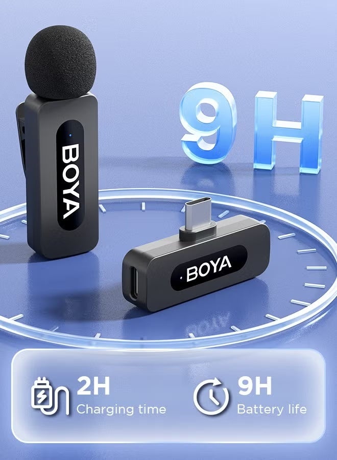 BOYA BY-V10 wireless microphone Noise Cancellation Lavalier Microphone Mini Mic 100M Transmission microphone for Vlogging TikTok YouTube Content Creators Live Streaming Interview Recording iPhone Android Smartphones Action DSLR Camera Laptop PC - Image 4