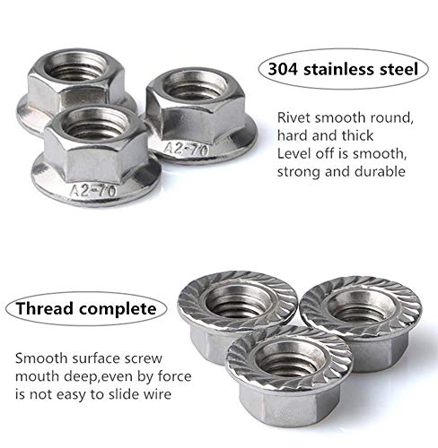 RuoFeng Stainless Steel Serrated Hex Flange Nuts Locknuts 50 Pcs (M8) - Image 5