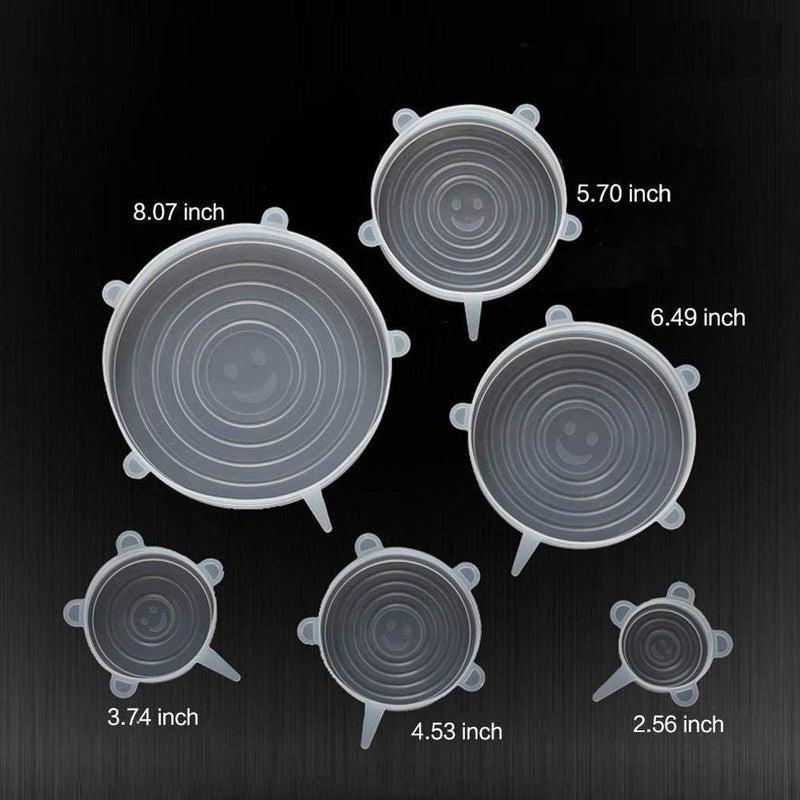 PORMONO Silicone Food Storage Lid Covers, 6 Piece Set, Reusable Stretch Seal Lids, Multiple Sizes - Image 5