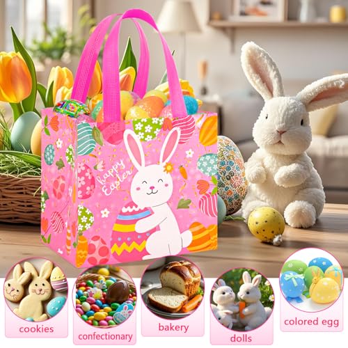 DECHISY 18Pack Easter Egg Hunt Bags, 8.3×7.9×6 inch Easter Bags with Handles,Bunny&Chick Egg Hunt Baskets for Kids, Adults, Party Supplies and Holiday Decor(Yellow) - Image 5