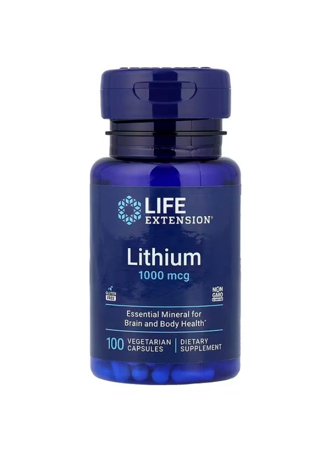 لايف إكستنشن ليثيوم، 1000 ميكروغرام، 100 كبسولة نباتية - Image 1