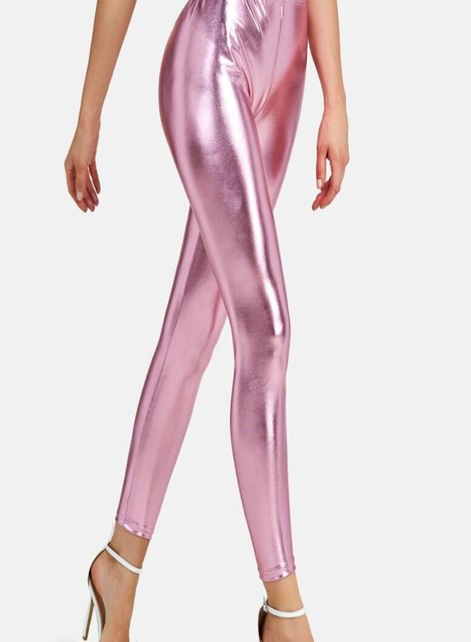 Ghils Women's Shiny High Waist Stretch Leather Leggings - Image 1