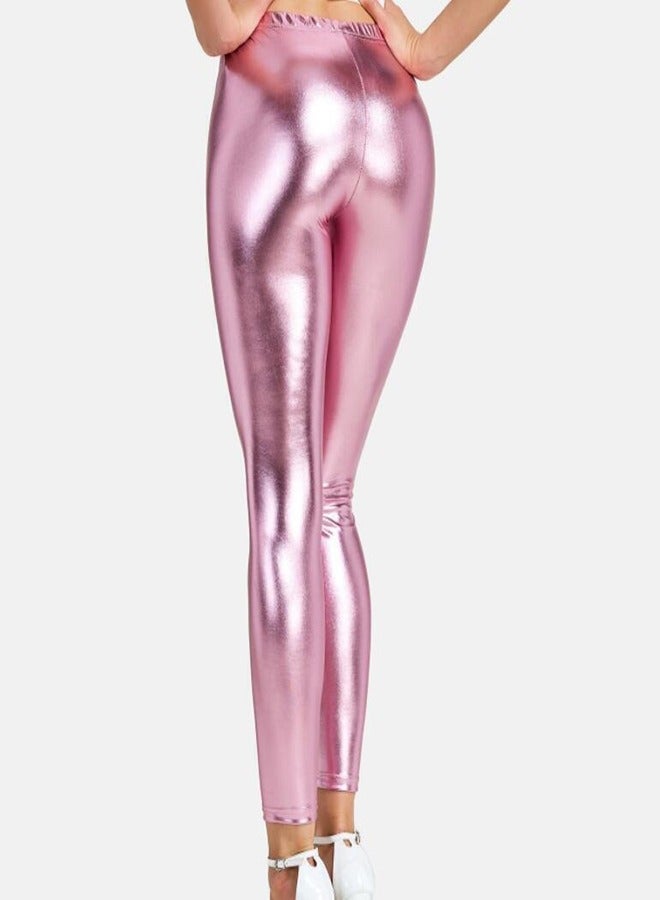 Ghils Women's Shiny High Waist Stretch Leather Leggings - Image 2