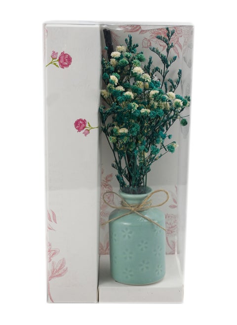 Lily Scented Essential Oil, 2-Pcs Lily Scented Reed Diffuser Sticks, Green Flower Reed Diffuser With Green Ceramic Pot, Scented Oil Diffuser & Reed Diffuser Sticks For Home Decor & Office - Green