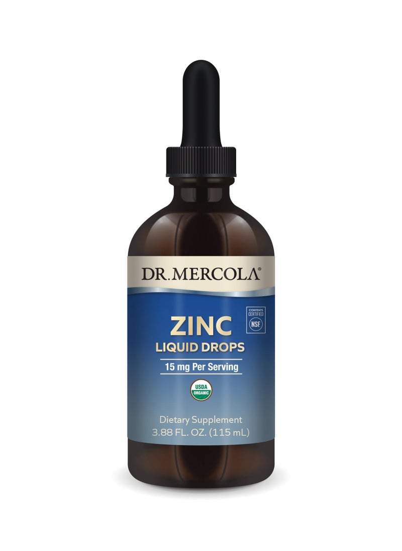 Dr. Mercola Zinc liquid drops 15 mg per serving, dietary supplement 3.88 fl. oz. (115 ml)  - Image 1