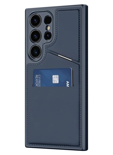 DUX DUCIS Case for Samsung Galaxy S24 Ultra Case Wallet with Kickstand and Credit Card Holder Compatible with MagSafe Leather Heavy Duty Protective Case Cover (Blue)