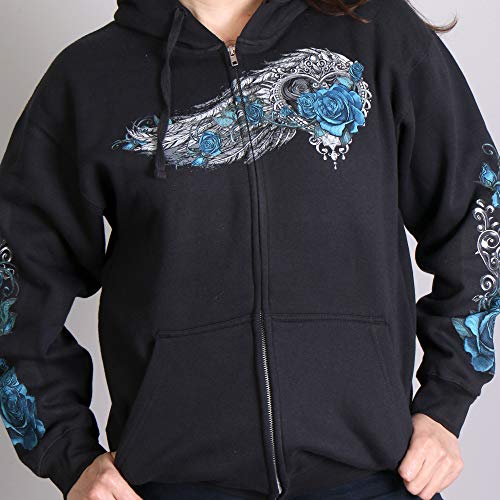 Hot Leathers womens Motorcycle GLZ4345 Women s Angel Roses Zip Up Hoodie Shirt, Black, X-Large US - Image 4