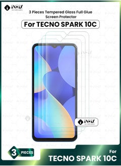 INEIX 3 Pieces Tempered Glass Screen Protector For Tecno Spark 10c-Clear  - Image 1