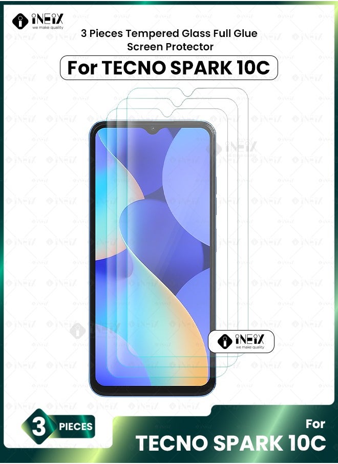 INEIX - 3 Pieces Tempered Glass Screen Protector For Tecno Spark 10c-Clear - Image 1