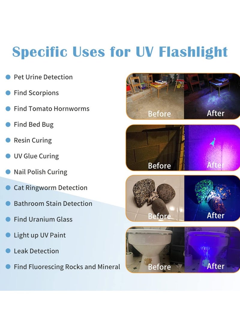 UV Flashlight Powerful Large 100 LED Black Light Flashlight Super Bright Blacklight Flashlight UV Light Pet Urine Detector Light Use for Dog Cat Urine Detection Scorpions Resin Curing - Image 2