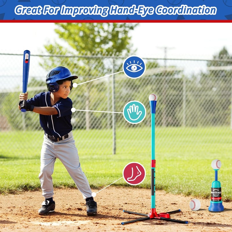 Handwell 3-in-1 T Ball Set for Kids: Hanging Batting Tee + T Ball Stand Set Auto BaseBall Launcher for Toddlers & Youth Adjustable Height with 2 Bats 6 balls Outdoor&Indoor Toys Sports Gifts for 3-12 years old - Image 3