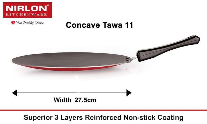 Nirlon Nonstick Kitchenware Kitchen Cooking Utencil Gift 4 Pieces Set (Concave Tawa 27.5cm + Tapper Pan 1 LTR + Uttapam 4 Cavity + Casserole 3.1 LTR) (CT11_TP22_UP4_CS24) - Image 2