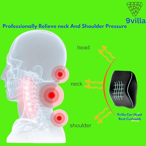 9villa Car Neck Pillow for Neck Pain Relief and Cervical Support,Cars Seat Neck Pillow with 100% Pure Gel Memory Foam and Washable Cover,Headrest Pillow (Black Velvet, Car Neck Rest Pillow) - Image 4