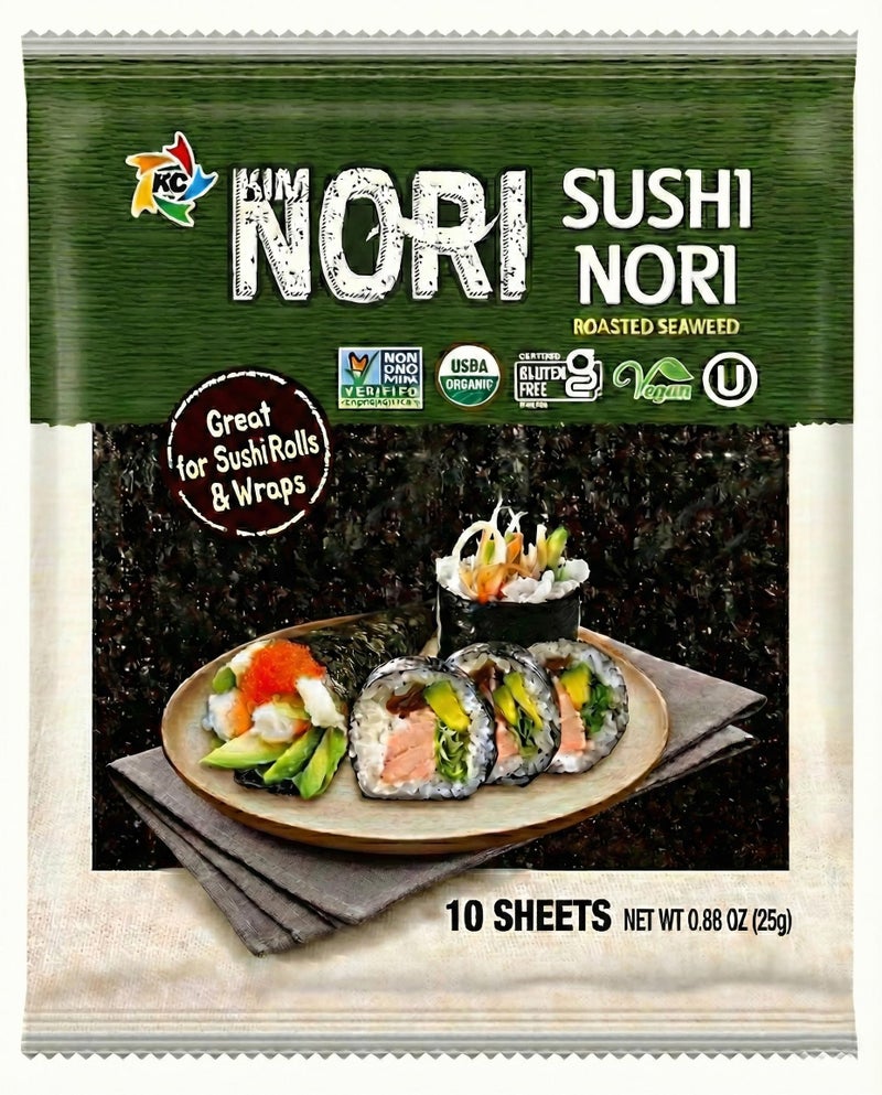 Kimnori Organic Roasted Seaweed Sushi Nori Sheets 10 sheets 25g  Professional Grade Full Size Nori for Sushi  Kimbap  California Crafted Keto  Vegan Superfood  USDA Organic NonGMO  GlutenFree - Image 3