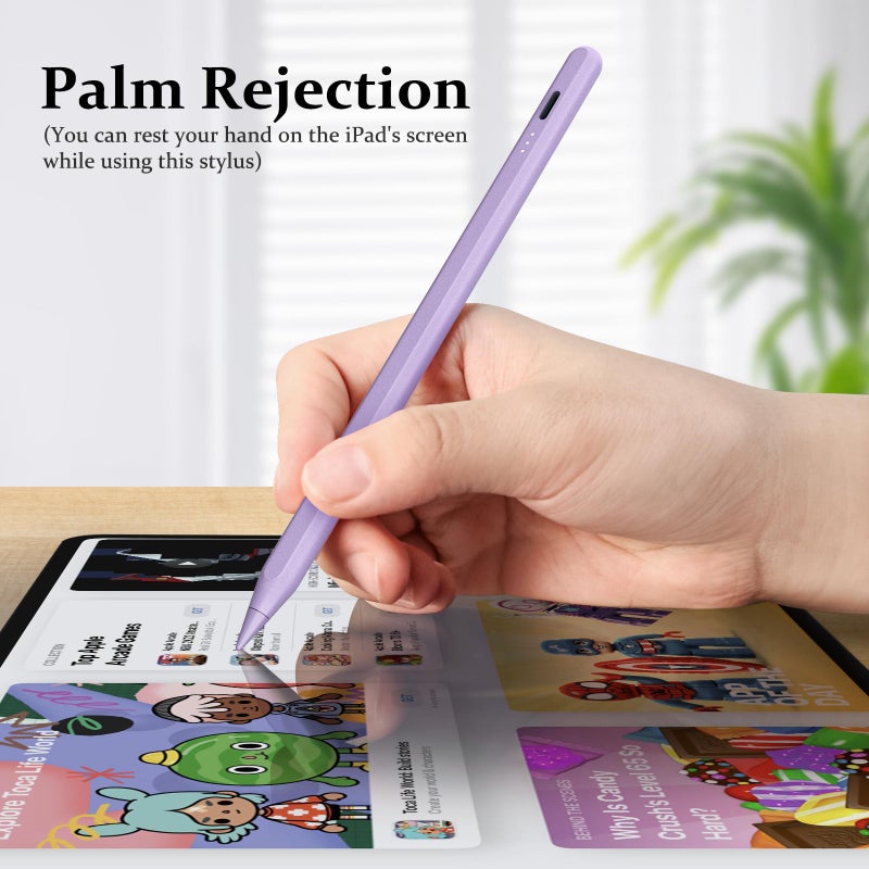 MEKO Stylus Pen for iPad W/Palm Rejection Tilt Sensitivity,13Mins Fully Charged,MEKO Active Apple Pencil iPad Pen Compatible W/iPad 6/7/8/9/10,iPad Pro12.9&11"/M4,iPad Air3/4/5/6,iPad mini5/6-Purple - Image 5