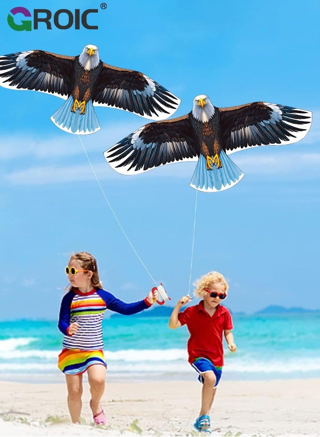 GROIC Eagle Kite for Kids & Adults, 63" x 27.6" Large Beginner Kite, Huge Kite with 984ft Line Handle, Easy to Fly Single Line Kite Beach Kites for Outdoor Activities & Family Trip - Image 5