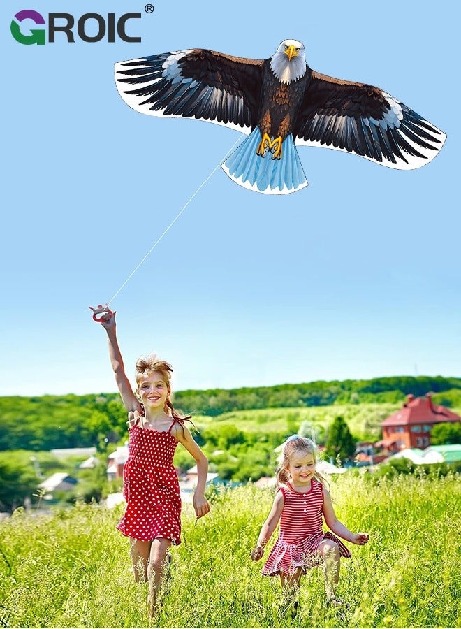 GROIC Eagle Kite for Kids & Adults, 63" x 27.6" Large Beginner Kite, Huge Kite with 984ft Line Handle, Easy to Fly Single Line Kite Beach Kites for Outdoor Activities & Family Trip - Image 4